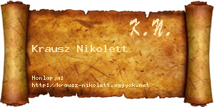 Krausz Nikolett névjegykártya